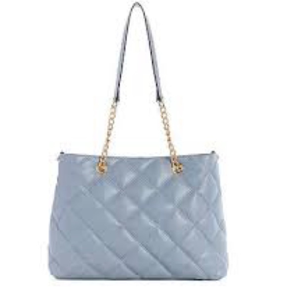 Nine West Blue-Gray Sidonie Quilted Carryall Shoulder Bag